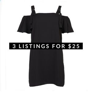 NWT Black Buckle Strap Off Shoulder Dress - Large